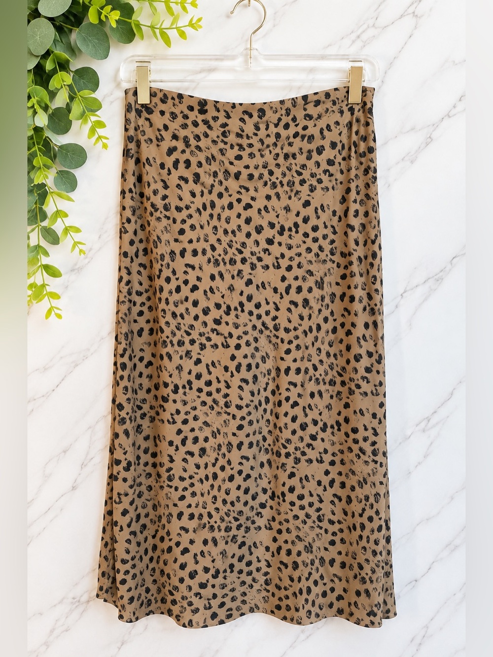 Cloth & Stone Leopard Print Tencel Lyocell Midi Skirt Size Small